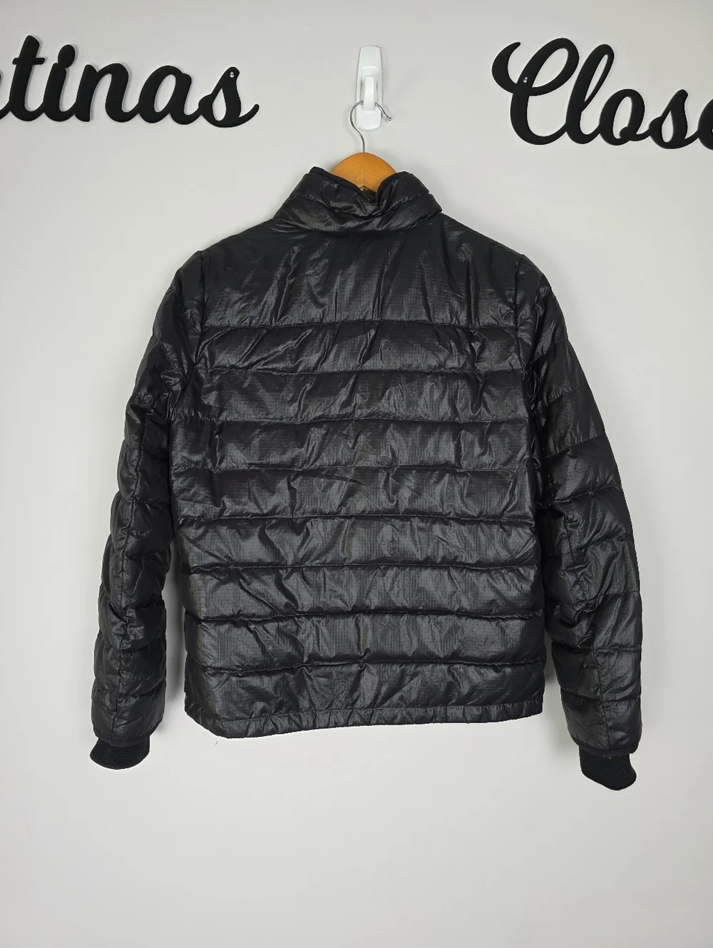 J. Crew Nylon Goose Down Puffer Jacket Black Full‎ Zip Outdoor Hike Size Small